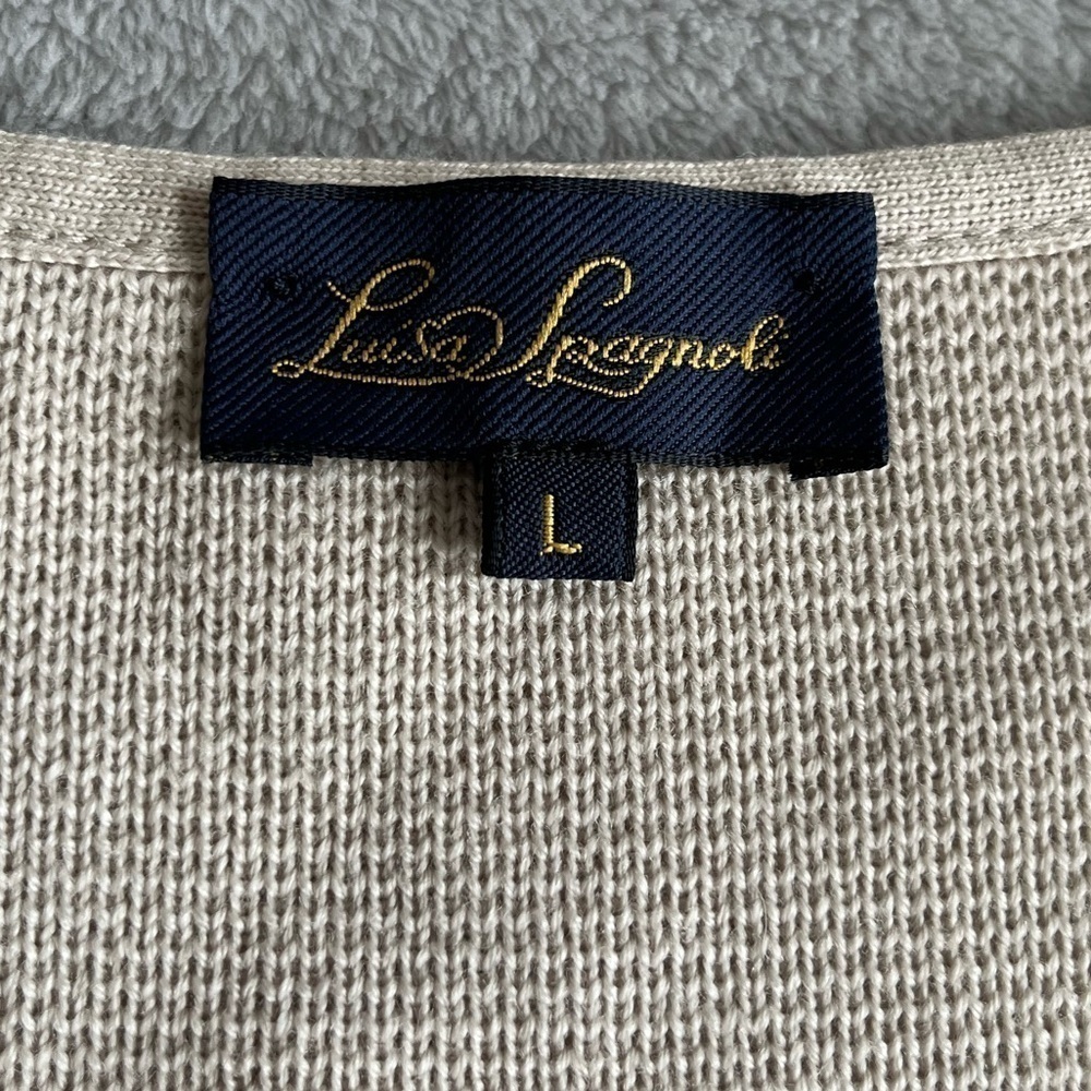 Luisa Spagnoli Wool Knit Sweater Vest Beige Size Large - Picture 7 of 8